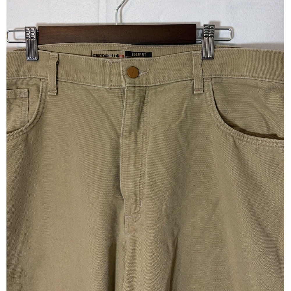 Carhartt FR Pants Mens 38x32 Beige Flame Resistant Canvas Work Carpenter CAT 2 - Picture 6 of 16